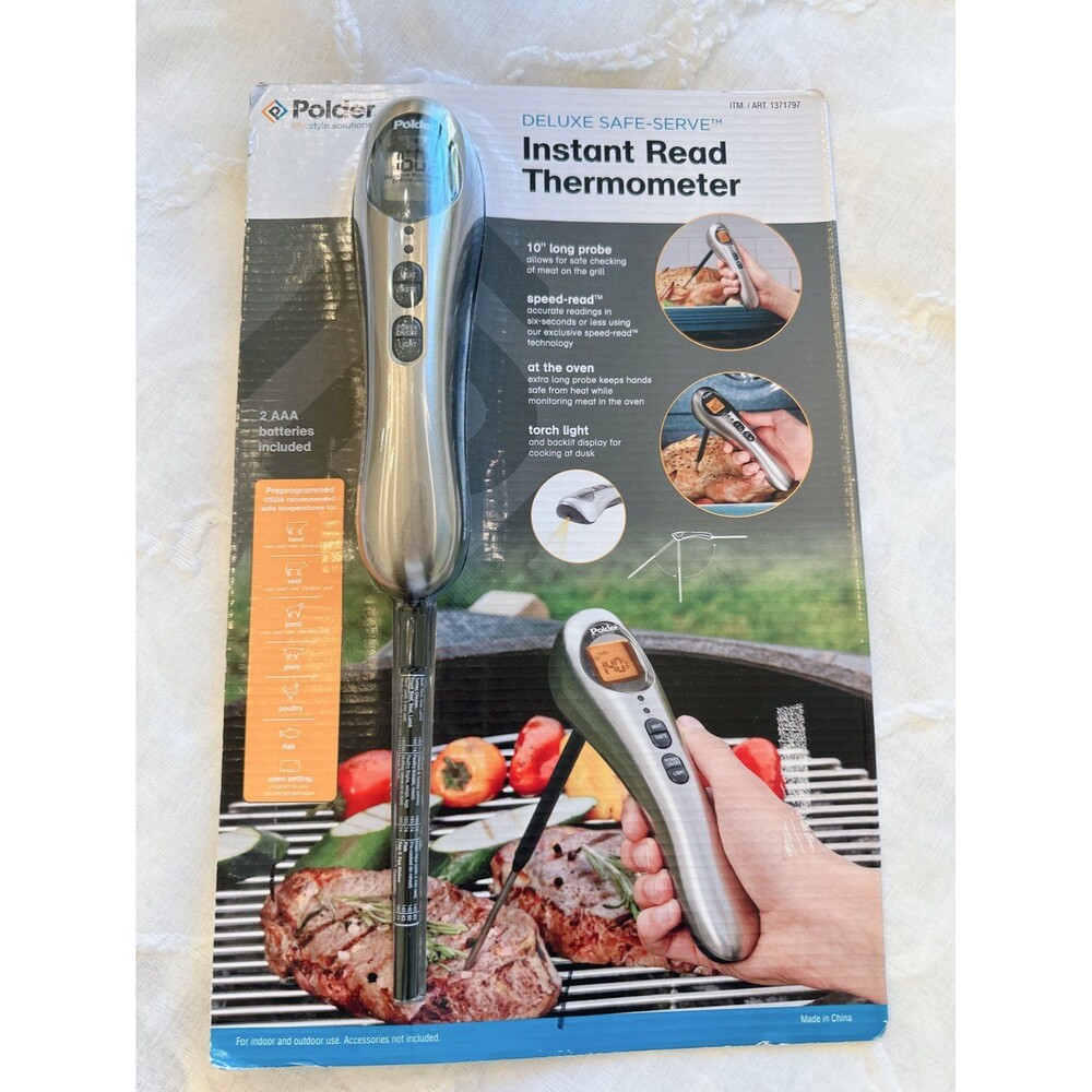 Polder Deluxe Safe-Serve Instant Read Thermometer Grill Meat Temperature